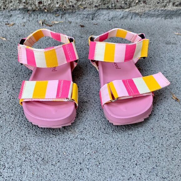 SEED Girls Stripe Sandals 7.5 24 NEW Toddler Girl Pink Yellow Shoes Stripes - Picture 6 of 6
